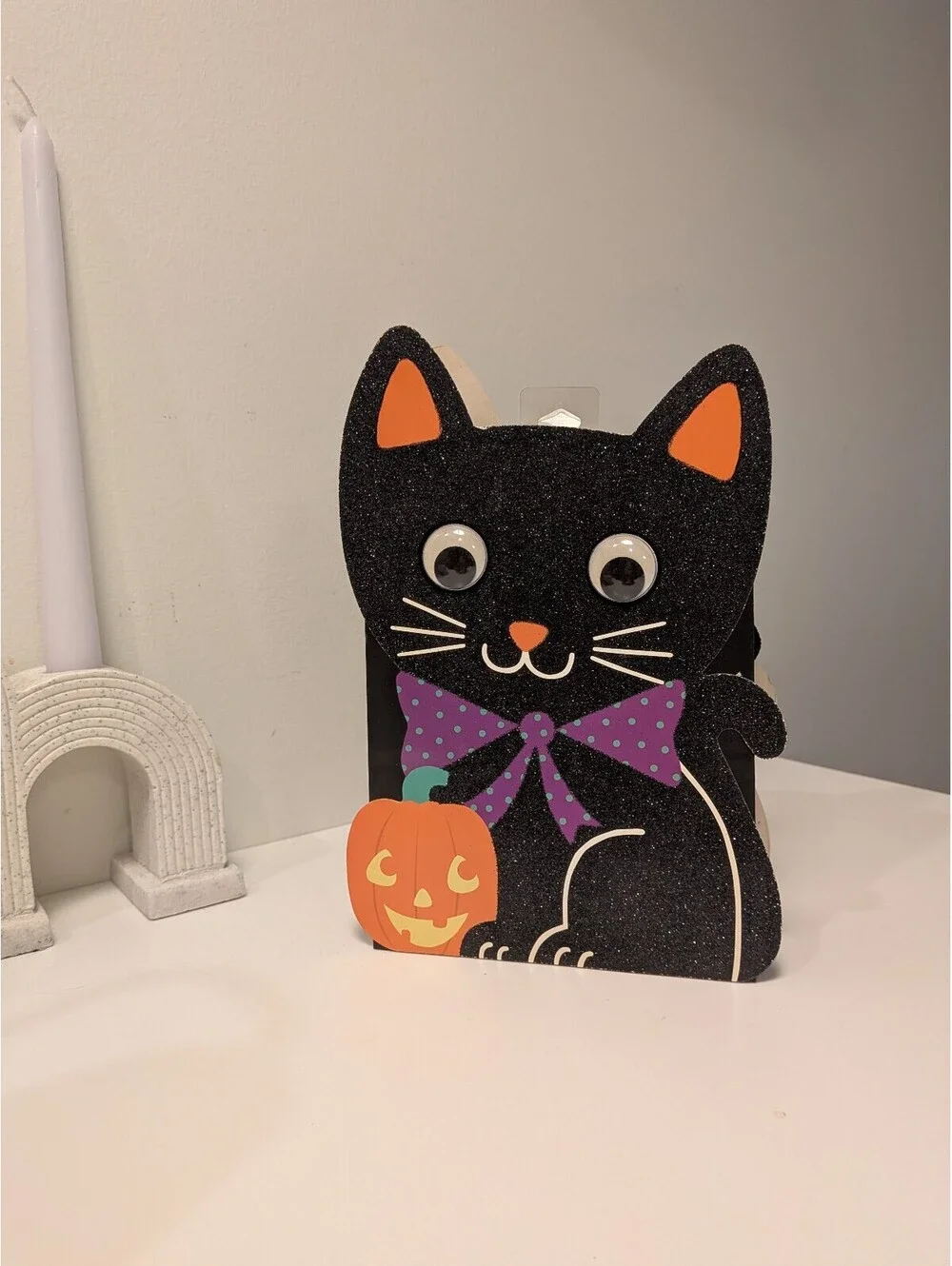Vintage Hallmark Black Gift Bag 9 inch Tall Vtg Halloween Autumn Decor Pumpkin